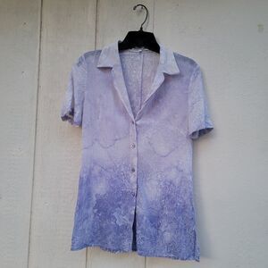 Vintage Escada floral  silk sheer button up top blouse wmns sz 34